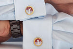 Red Chalcedony Golf Carving Agate Cufflinks - Vaibhav Dhadda Jewellery