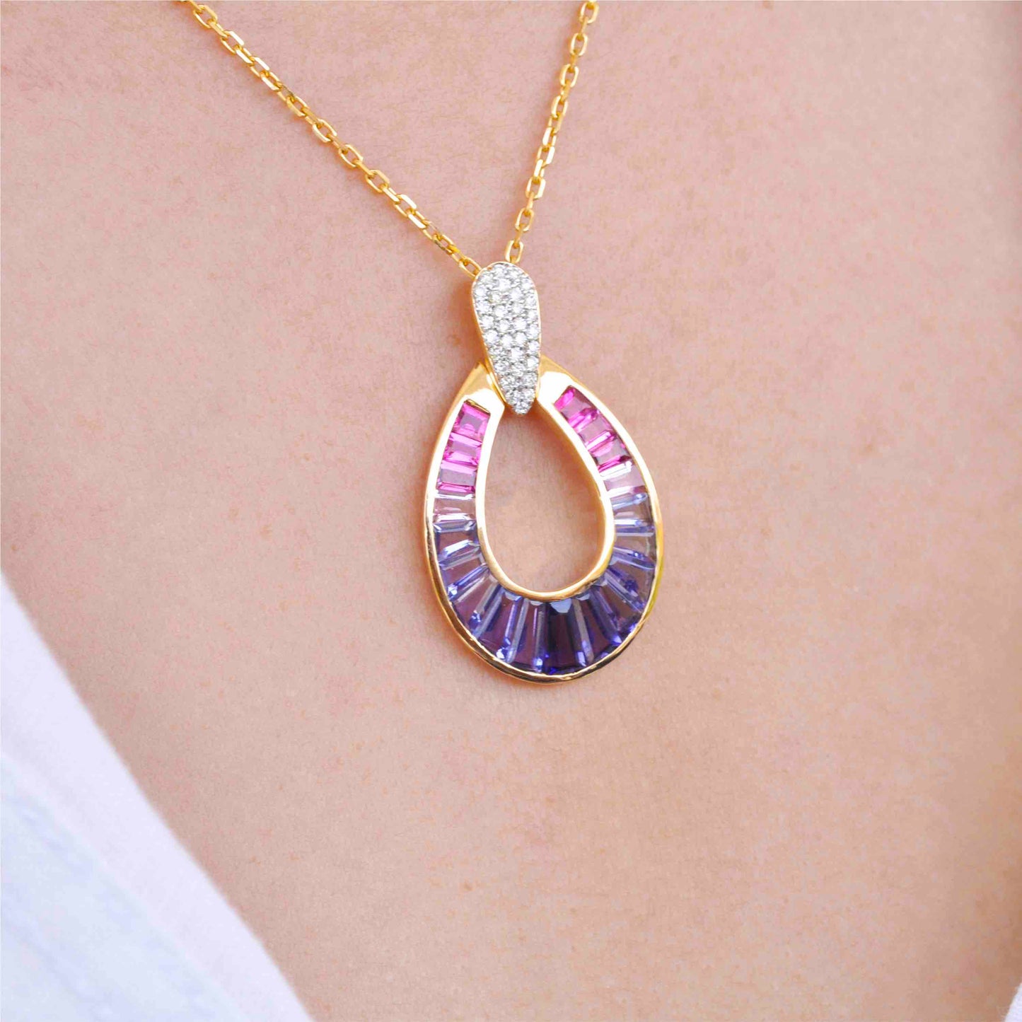 pink tourmaline pendant necklace