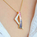 Pink tourmaline iolite drop pendant