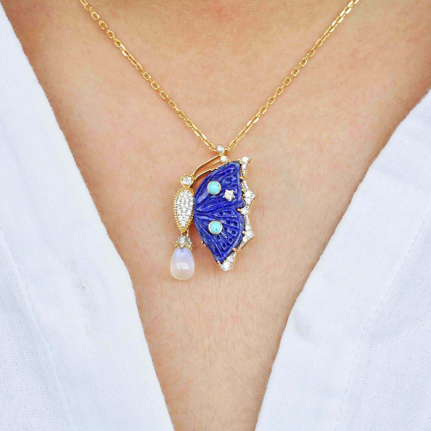 natural lapis lazuli Turquoise Pendant Brooch