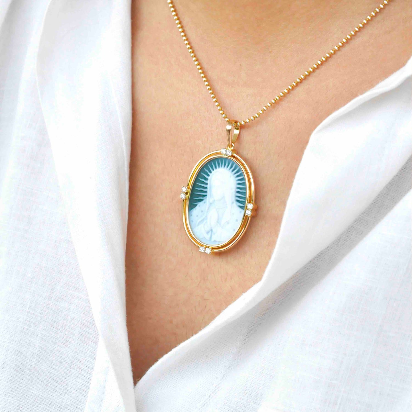 mother mary gold pendant