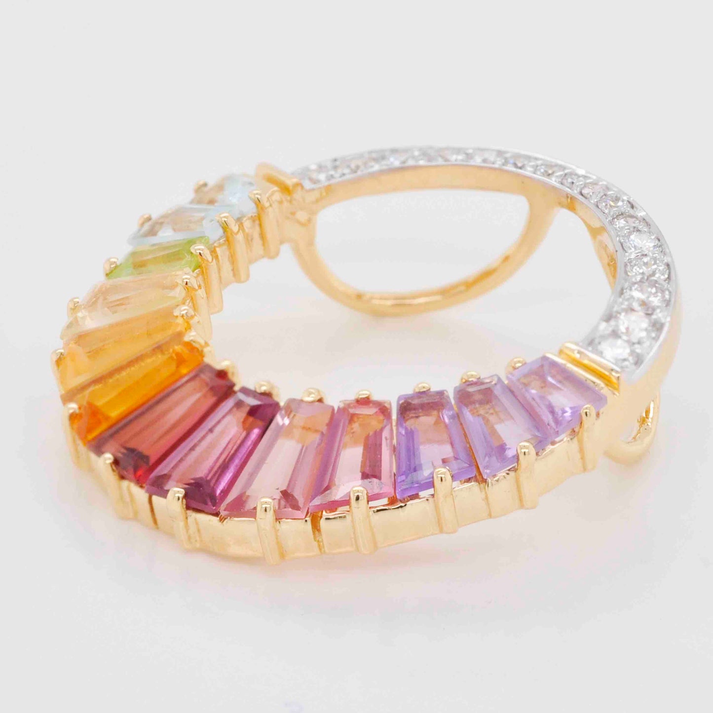 18K Gold Cleopatra Prong-set Rainbow Pendant Necklace - Vaibhav Dhadda Jewelry