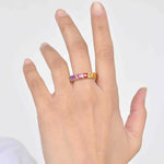 18K Gold Prong-Set Rainbow Gemstones Eternity Band Ring - Vaibhav Dhadda Jewelry