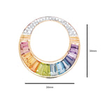 Handcrafted 14K Gold Rainbow Jewelry Pendant Brooch Featuring Baguette Gemstones and Diamonds