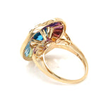 Back view of 14K gold rotating halo ring structure