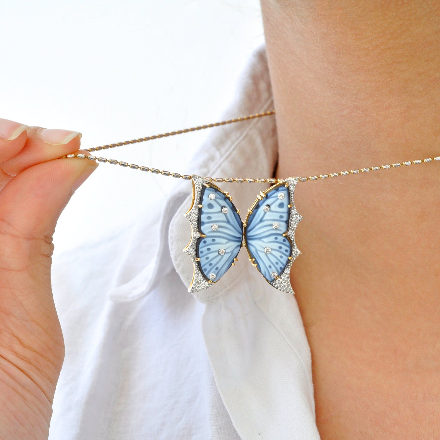 Butterfly Diamond Pendant Brooch