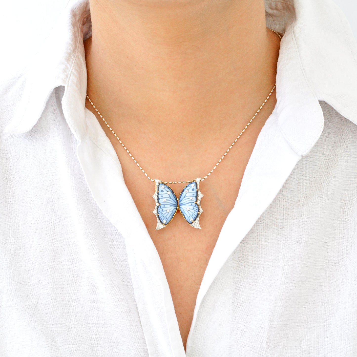 Butterfly Diamond Pendant Brooch