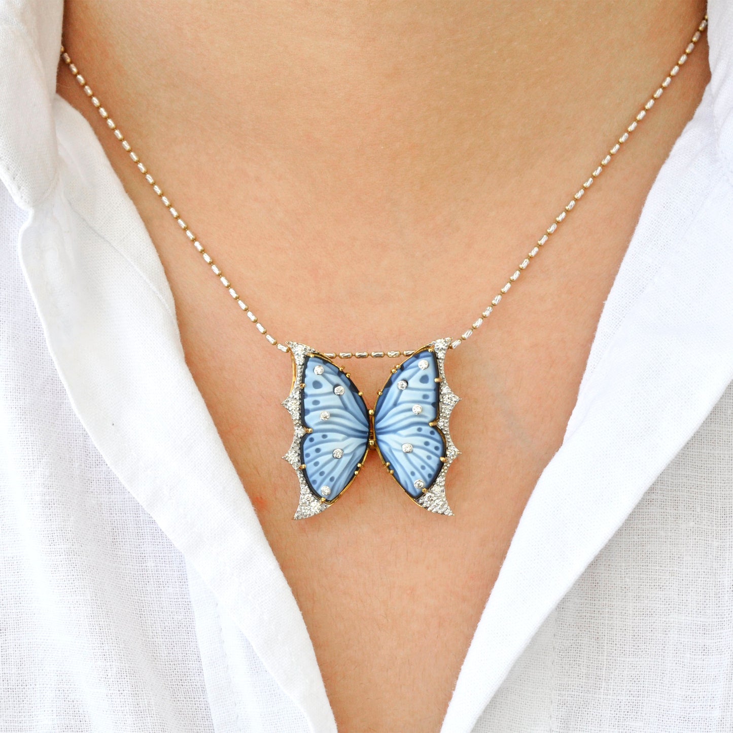 Butterfly Diamond Pendant Brooch
