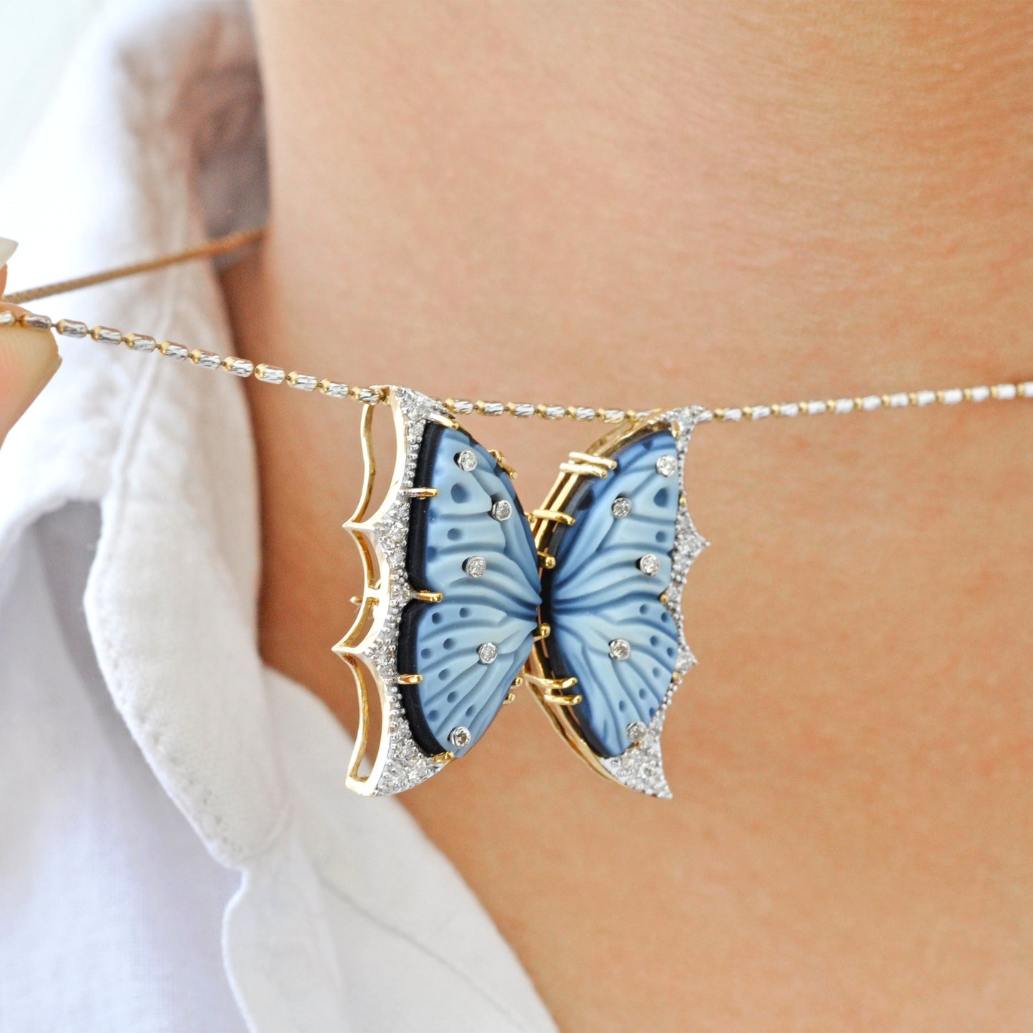 Butterfly Diamond Pendant Brooch