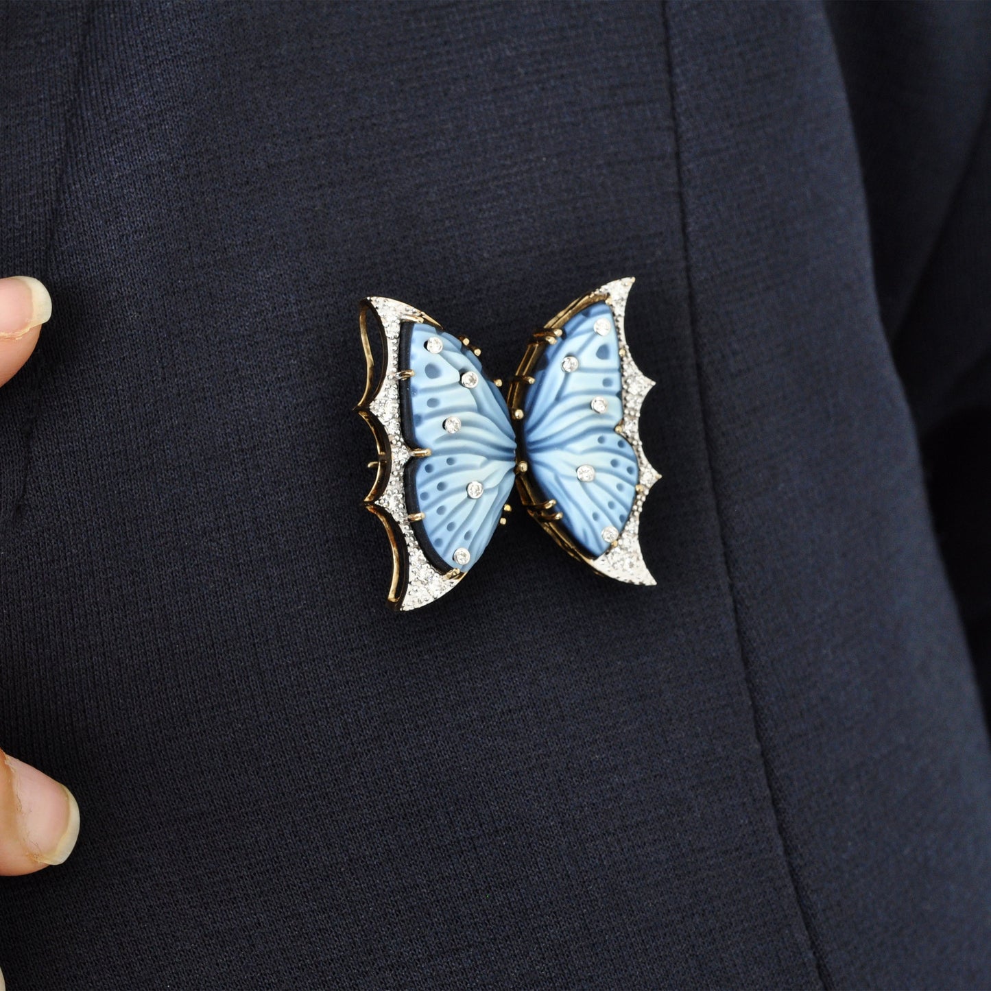 Butterfly Diamond Pendant Brooch