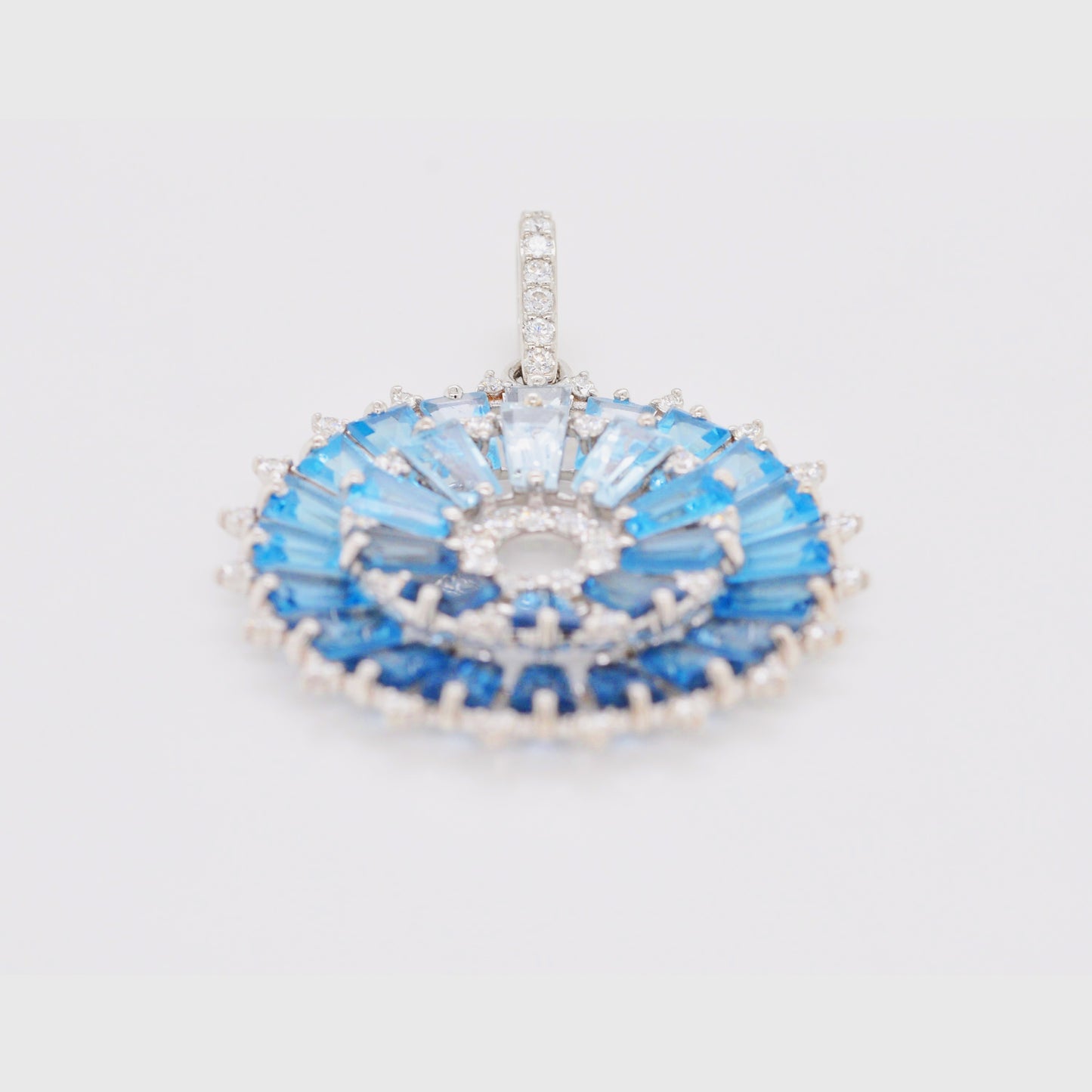 Orbit Blue Topaz Diamond Pendant