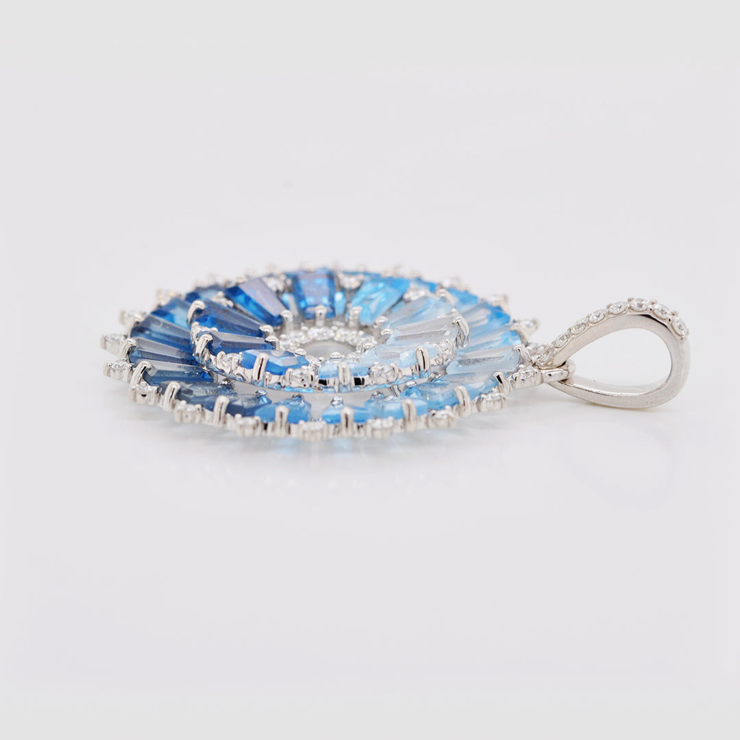 Orbit Blue Topaz Diamond Pendant