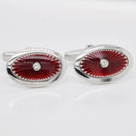 Red Guilloché Enamel Silver Cufflinks - Vaibhav Dhadda Jewellery