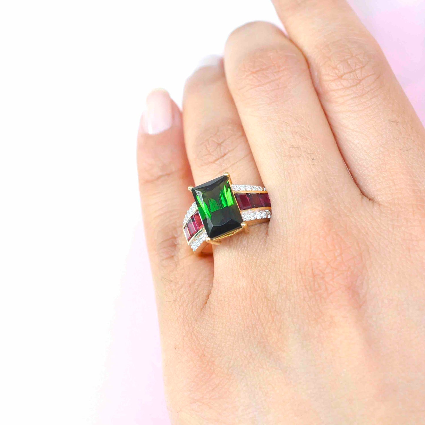 pink baguette ring