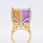 Detailed close-up view of the ring showing the diamonds.