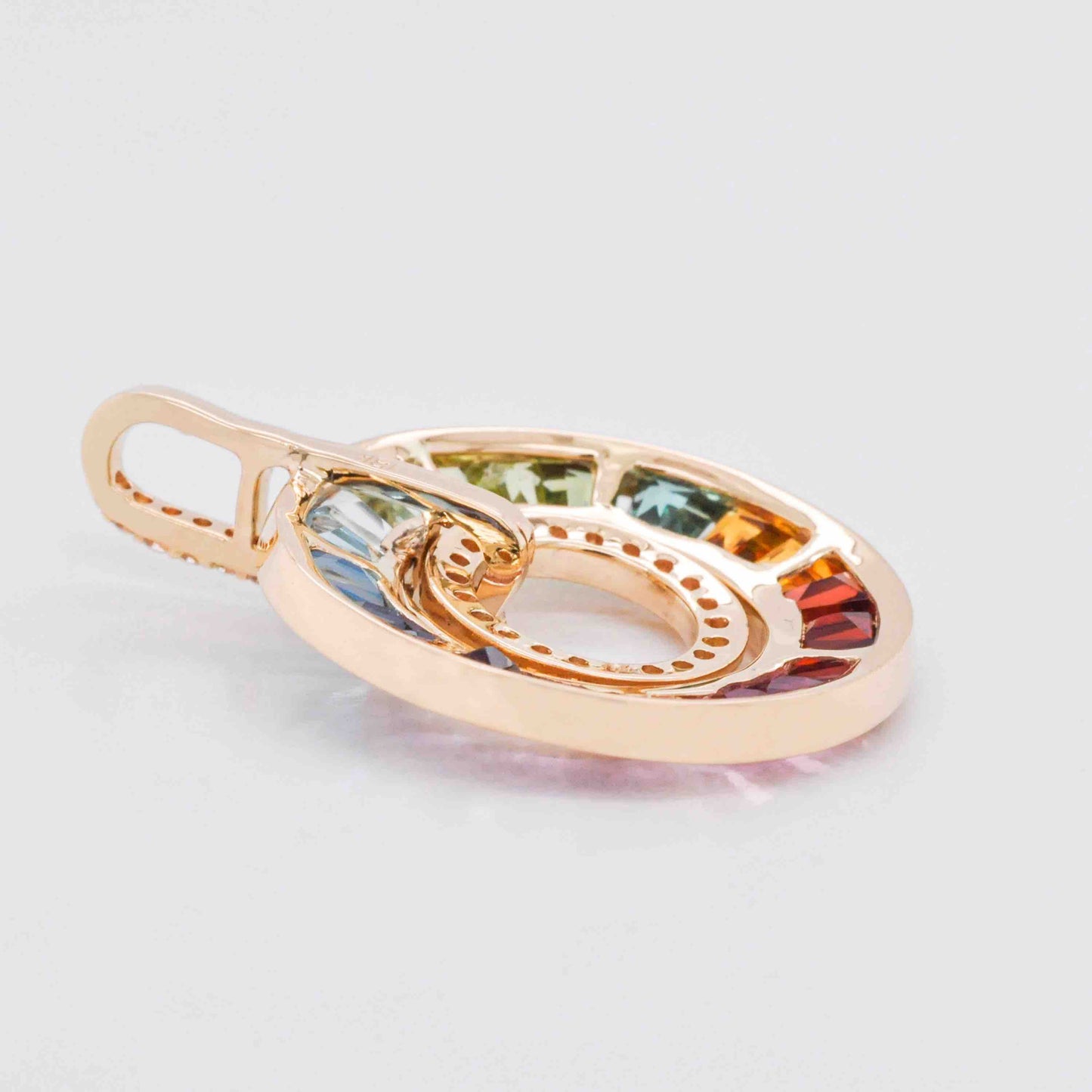 Multicolor Baguette Circular Rainbow Pendant Vintage
