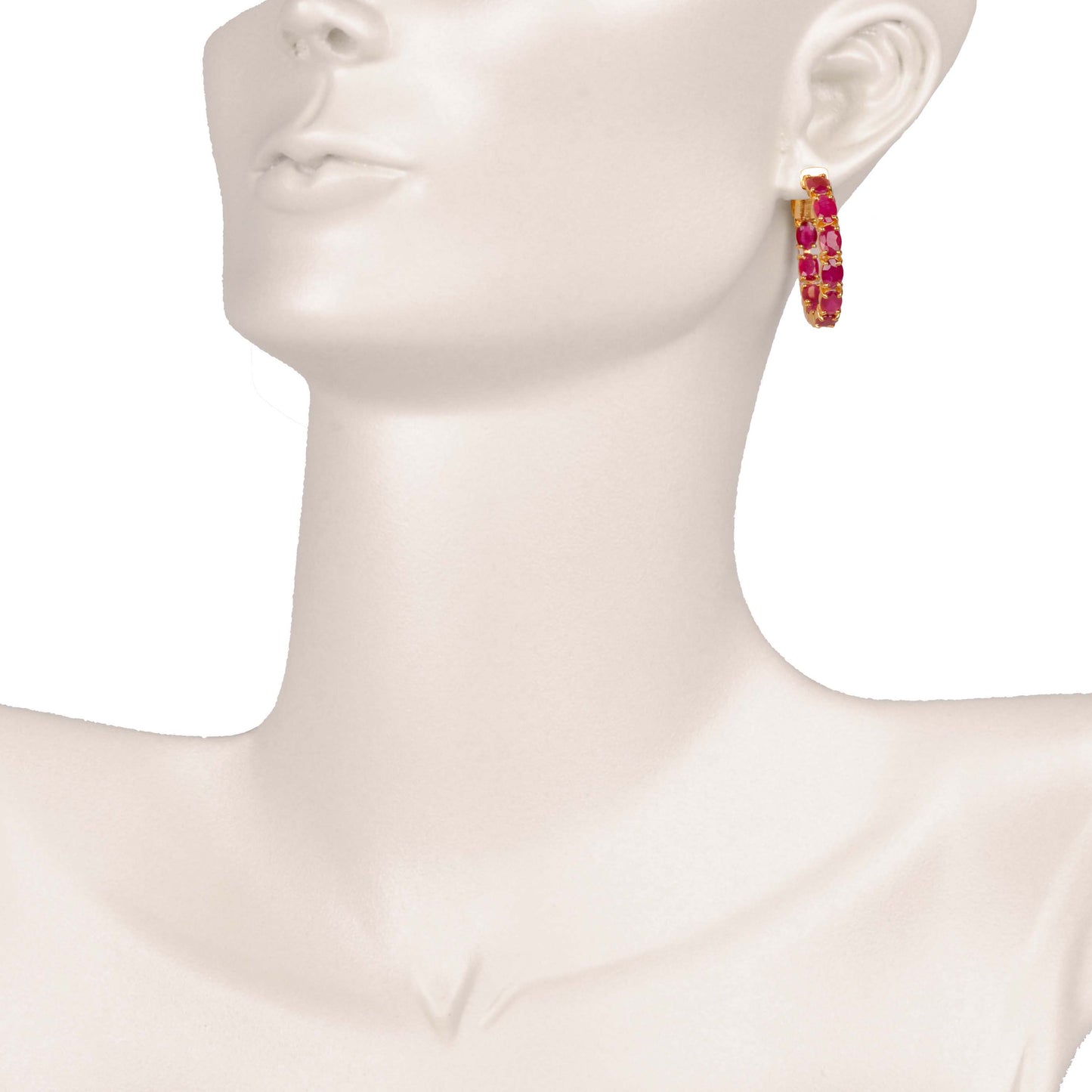 Handcrafted Classic Ruby Oval Hoop Earrings