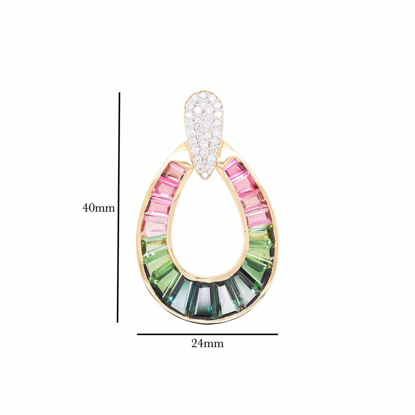 18K Gold Bi-Color Tourmaline Diamond Raindrop Pendant