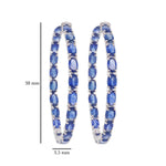18K Gold Blue Sapphire Oval Hoop Earrings - Vaibhav Dhadda Jewelry