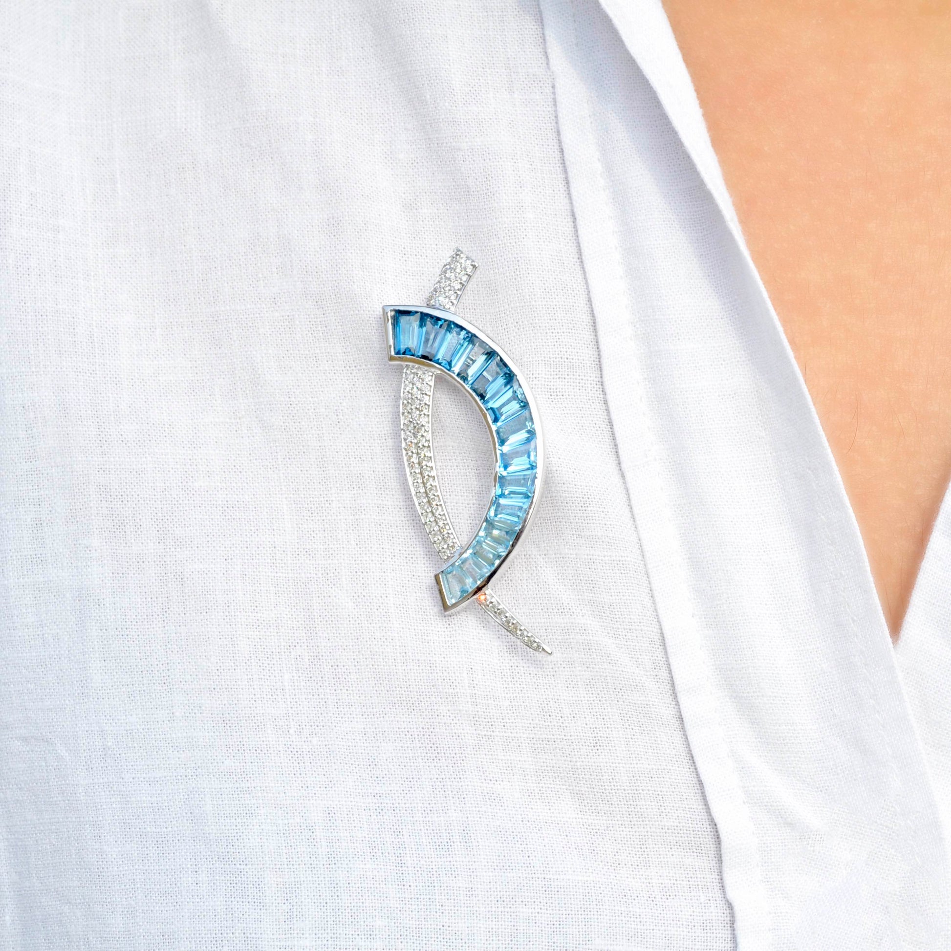 blue topaz pendant brooch