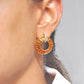 18K Gold Baguette Citrine Diamond Circle Earrings