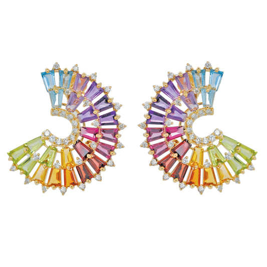 Rainbow Orbit Diamond Earrings