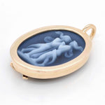 14K Gemini Cameo Carving Zodiac Reversible Pendant