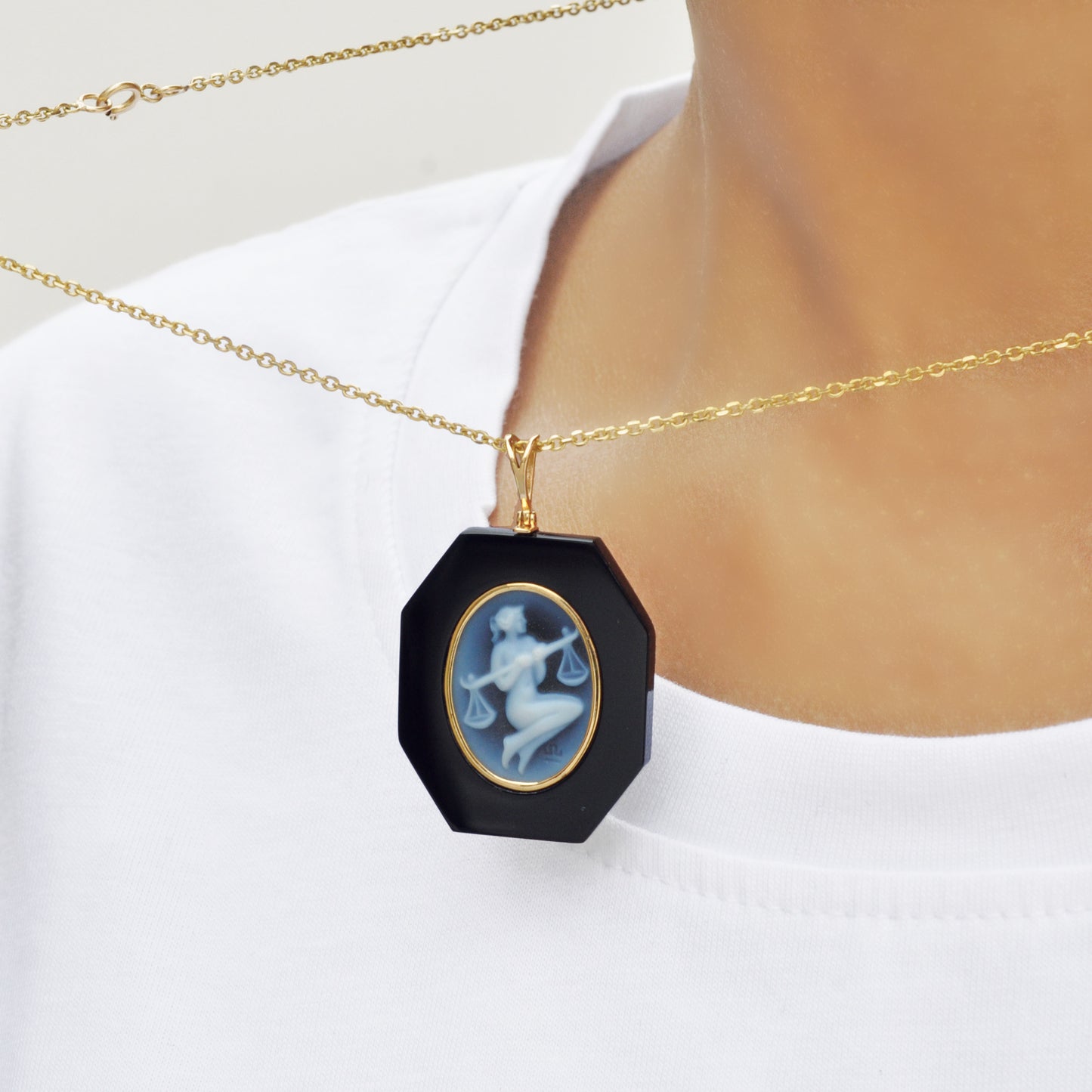 Elegant Libra Birthstone in Polished Onyx.