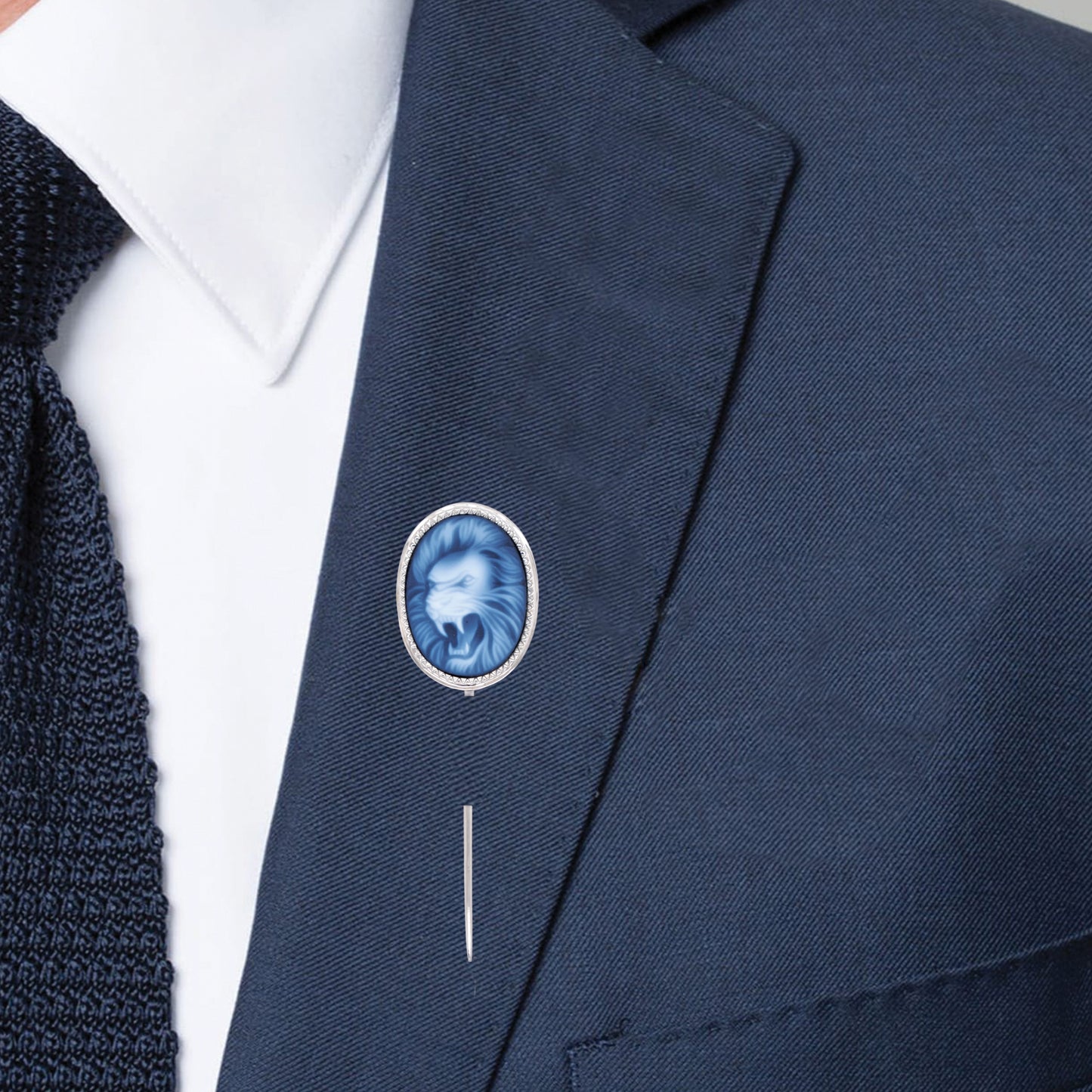 Cameo Lion Lapel Pin