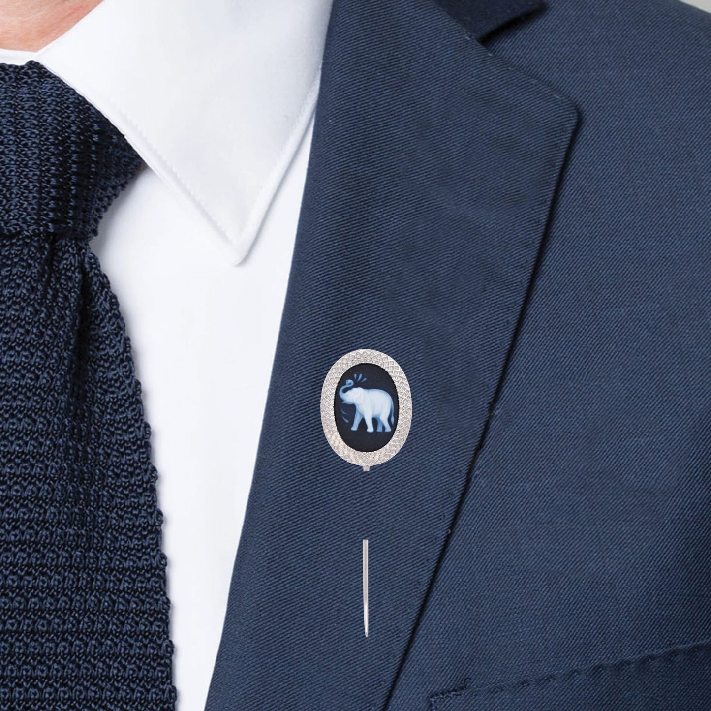 Cameo Elephant Lapel Pin