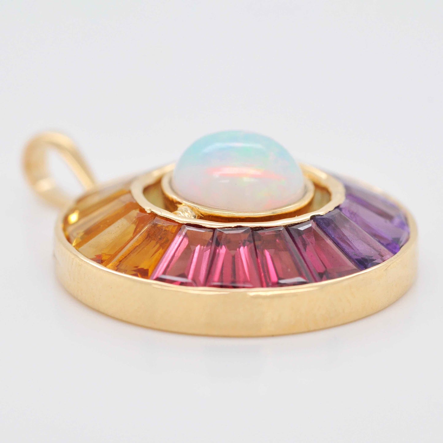Circle Rainbow Opal Reversible Pendant