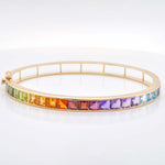 18K Gold 4mm Square Rainbow Gemstone Bracelet