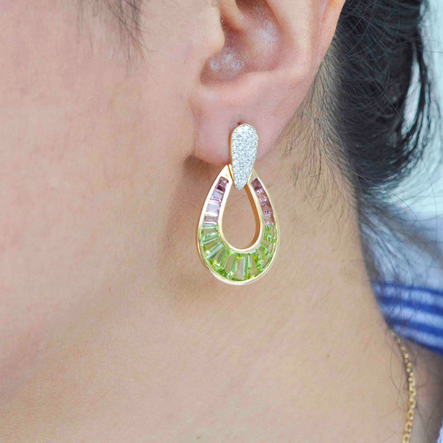 Diamond dangle drop earrings
