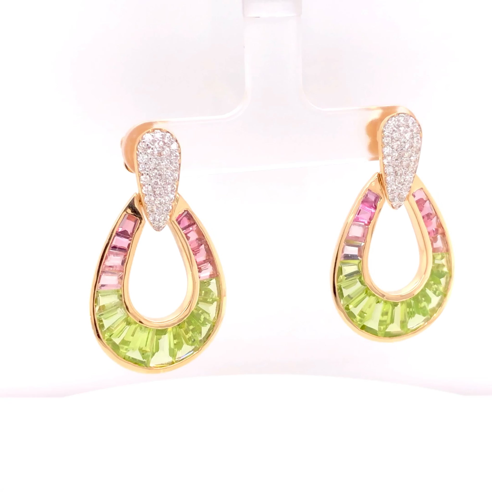 Buy raindrop dangle earrings with pink tourmaline