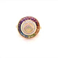 18K Gold Channel-Set Baguettes Rainbow Gemstones Opal Ring