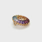 18K Gold Prong-set Rainbow Gemstones Circle Pendant Necklace