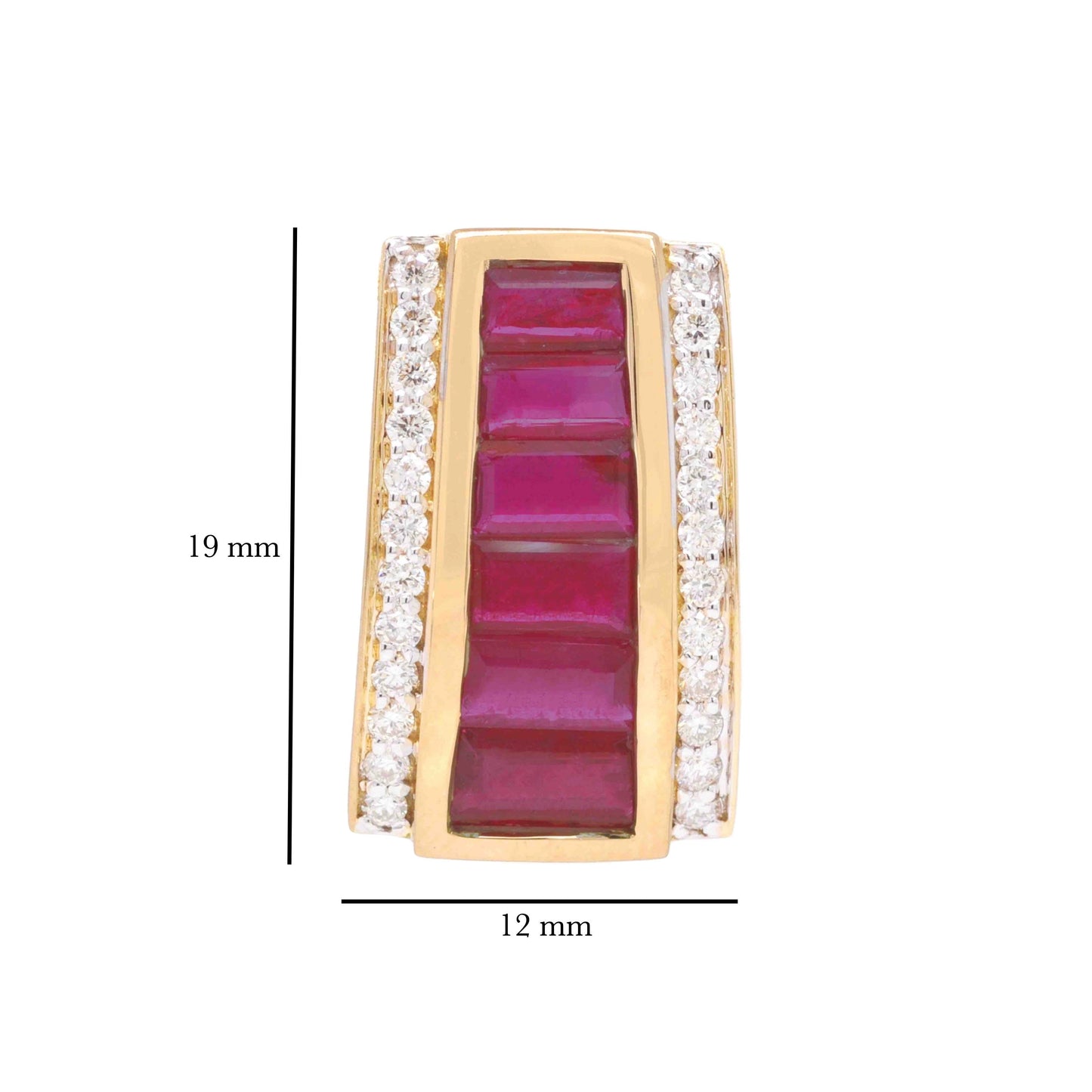 18K Gold Ruby Art Deco Pyramid Diamond Set - Vaibhav Dhadda Jewelry