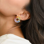 multi curve studs with diamond