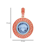 14K Gold Red Enamel Versace Medusa pendant Necklace - Vaibhav Dhadda Jewelry