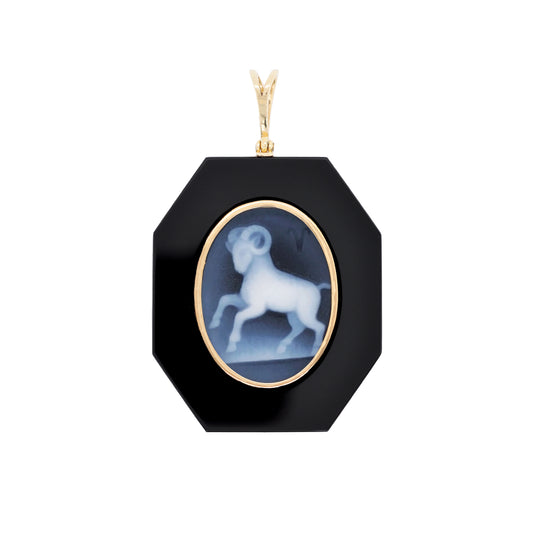 The Pendant is Octagonal and made of black Onyx.
