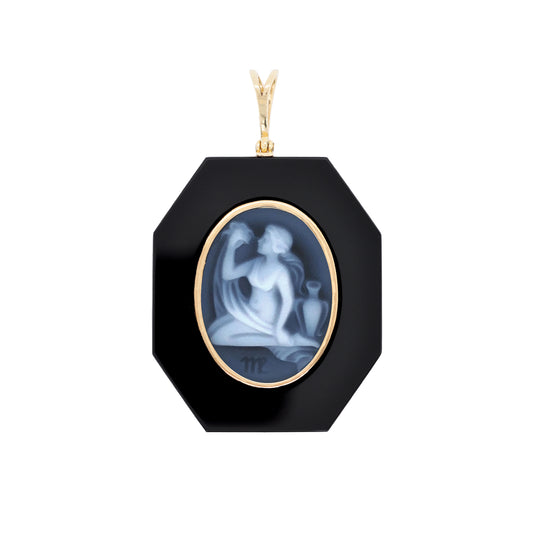 Virgo zodiac onyx pendant with engraved cameo