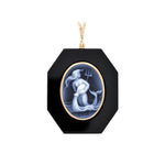 Aquarius Water Bearer Symbol Carved on Black Onyx Pendant.