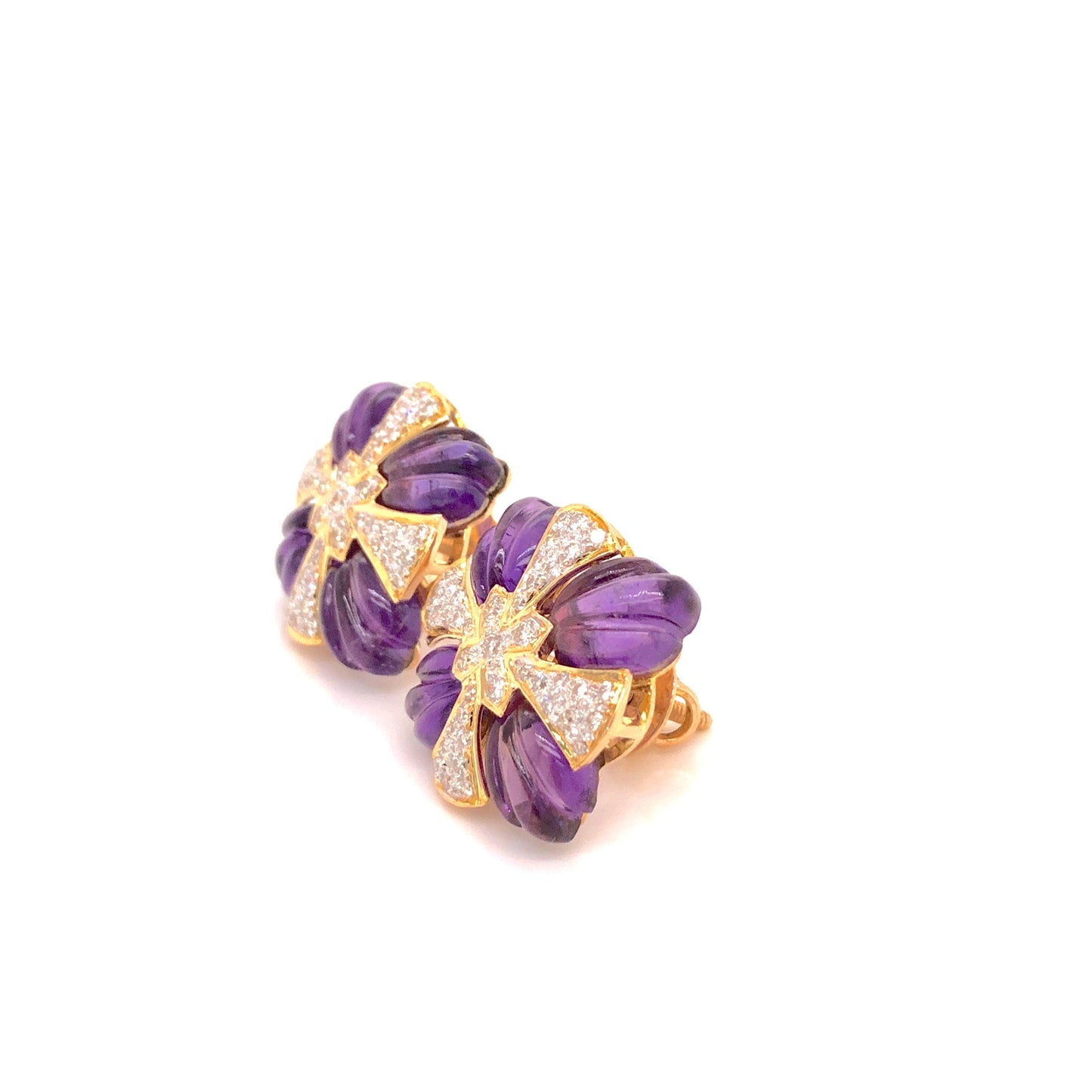 Amethyst Carving Stud Earrings - Vaibhav Dhadda Jewellery