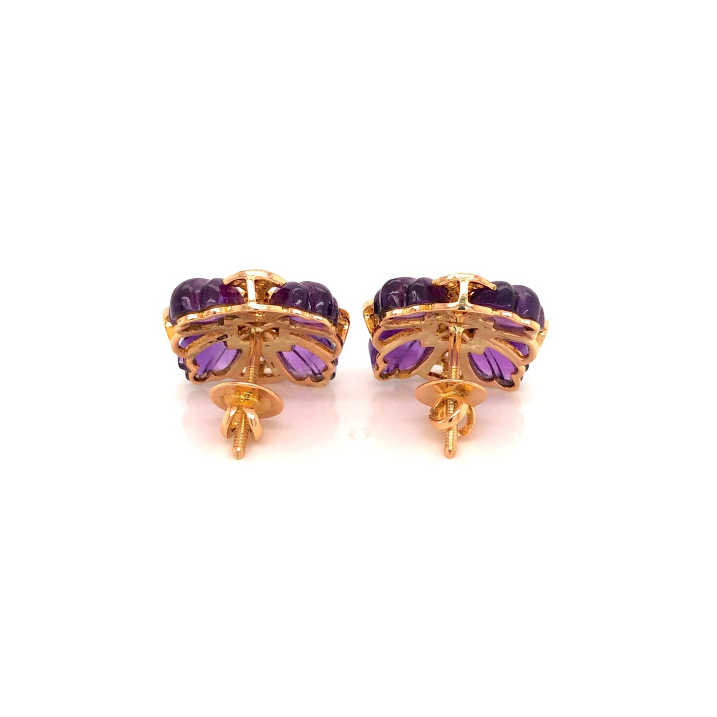 Amethyst Carving Stud Earrings - Vaibhav Dhadda Jewellery