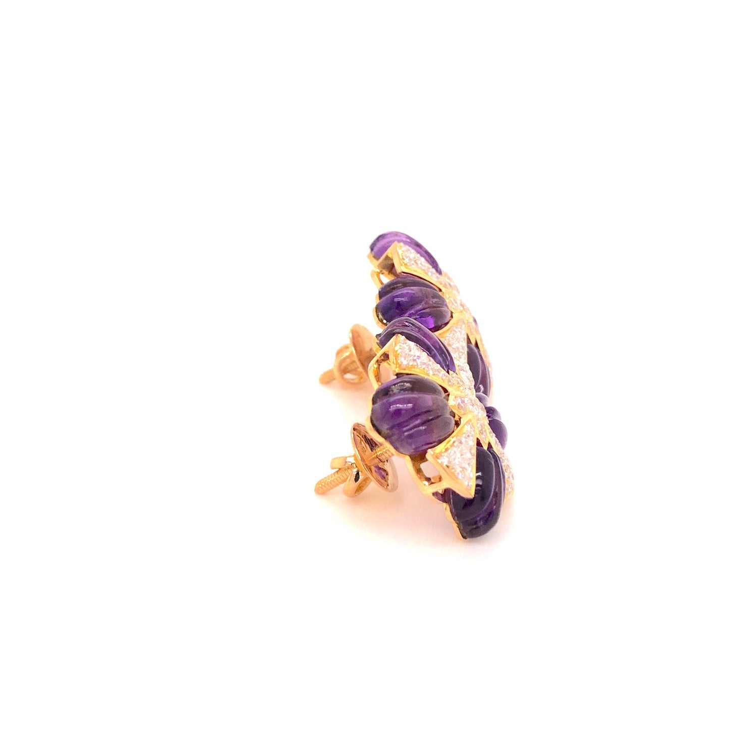 Amethyst Carving Stud Earrings - Vaibhav Dhadda Jewellery