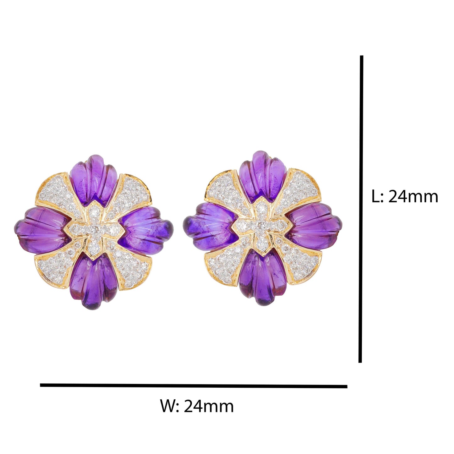 Amethyst Carving Stud Earrings - Vaibhav Dhadda Jewellery