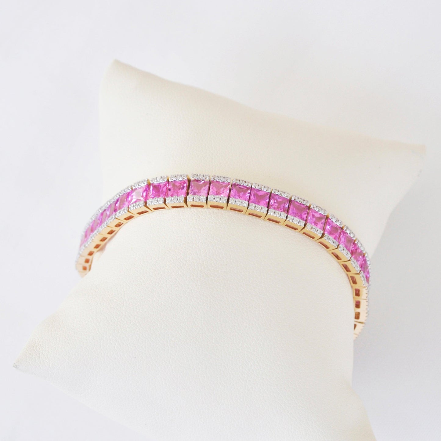 18K Gold Pink Sapphire Diamond Tennis Bracelet - Vaibhav Dhadda Jewellery