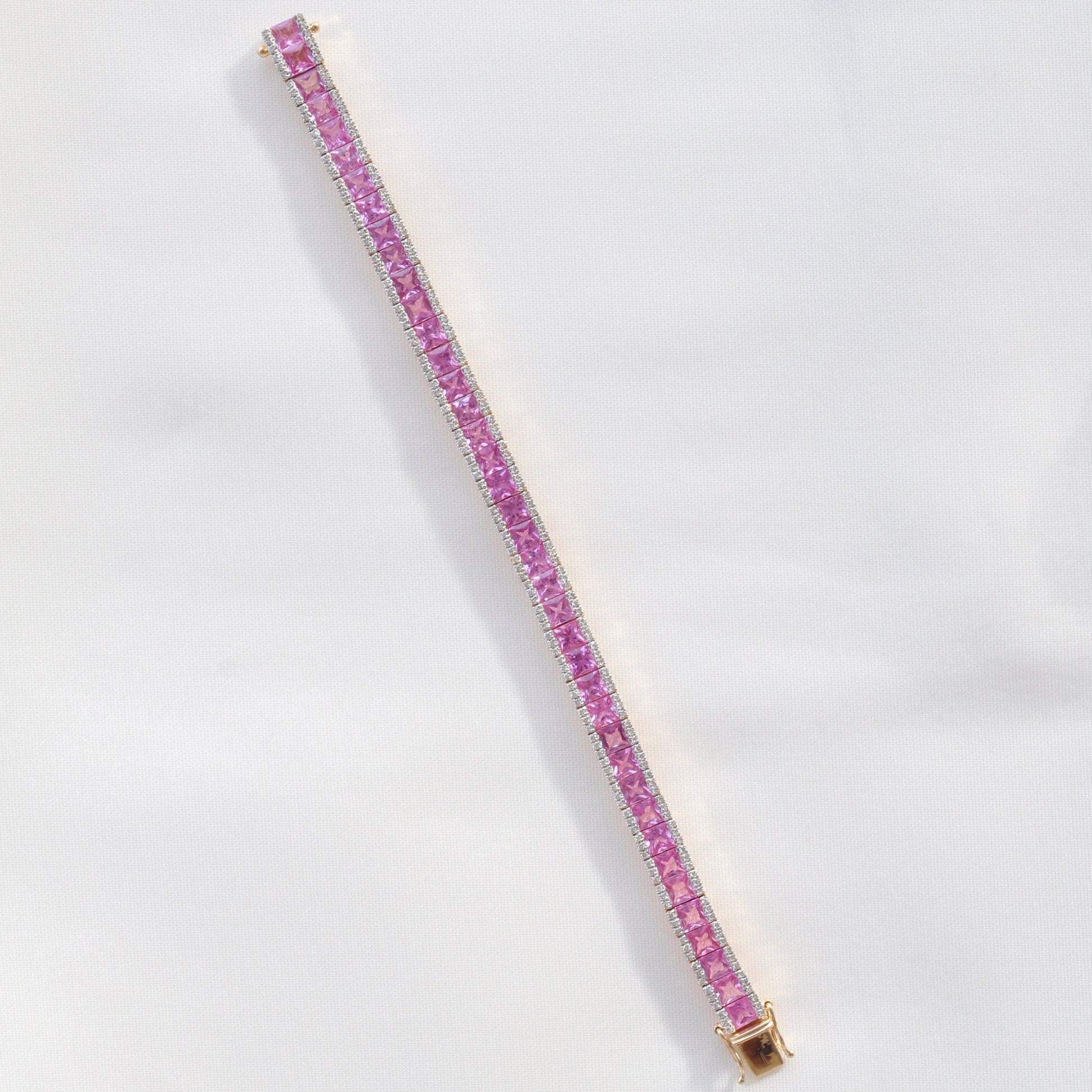 18K Gold Pink Sapphire Diamond Tennis Bracelet - Vaibhav Dhadda Jewellery