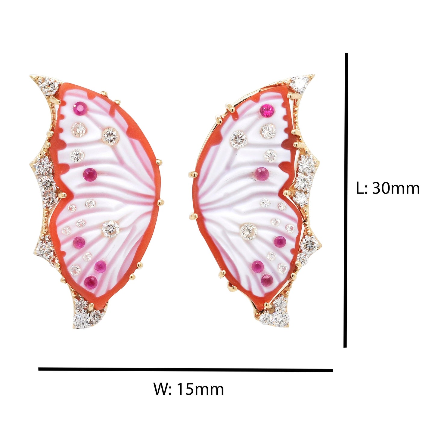 Ruby Agate Butterfly Carving Stud Earrings - Vaibhav Dhadda Jewellery