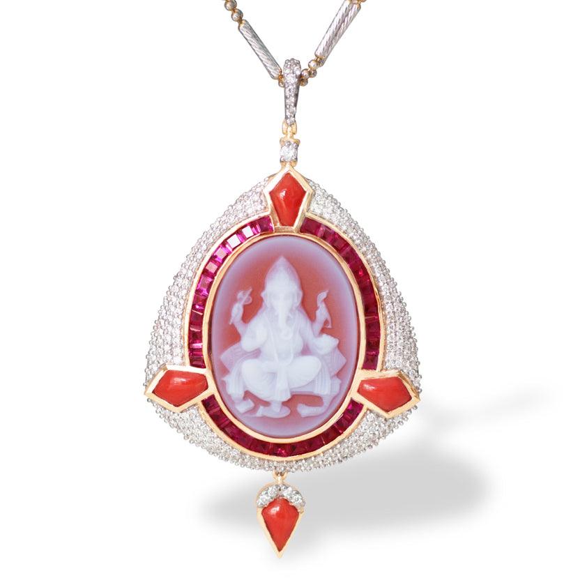 Lord Ganesha Cameo Pendant - Vaibhav Dhadda Jewellery